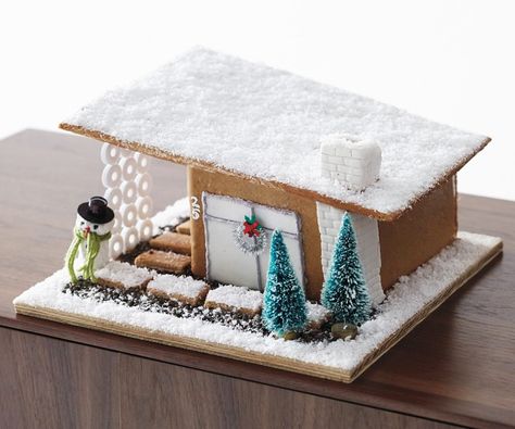 Photo 1 of 13 in 12 Architectural Gingerbread Houses That Are Definitely Not Cookie-Cutter - Dwell Gingerbread House Ideas, Ginger Bread House Diy, Gingerbread House Template, Gingerbread House Designs, Gingerbread Diy, House Template, Glitter Houses, Christmas Gingerbread House, Putz Houses