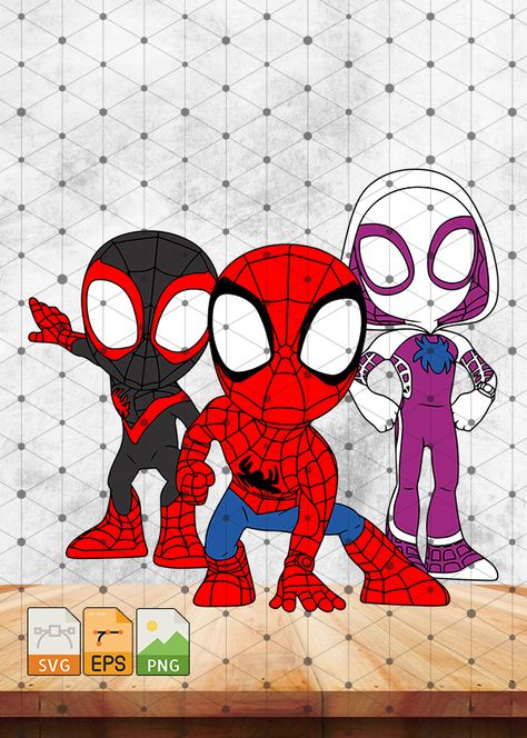 Spidey And His Amazing Friends Drawing, Spidey And His Amazing Friends Svg, Spidey And His Amazing Friends Birthday, Disney Mural, Spidey And His Amazing Friends, Friend Costumes, Friends Clipart, Spiderman Coloring, Friends Svg