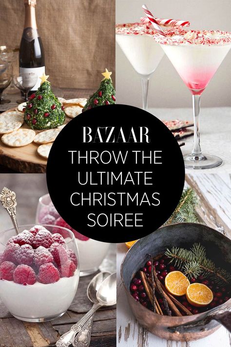 Holiday Pinspiration: Throw The Ultimate Christmas Soiree- HarpersBAZAAR.com Elegant Holiday Desserts, Christmas Soiree, Fancy Christmas Party, Ultimate Christmas Party, Christmas Party Ideas For Teens, Christmas Party Drinks, Elegant Christmas Party, Party Ideas For Teens, Holiday Desserts Christmas