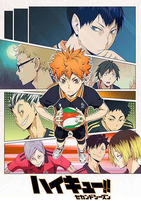 Haikyuu!! 2nd Season /// Genres: Comedy, Drama, School, Shounen, Sports Haikyuu Season 3, Haikyuu Season 2, Movie Character Posters, Hxh Characters, Haikyuu Wallpaper, Kenma Kozume, Anime Poster, Keys Art, Gurren Lagann