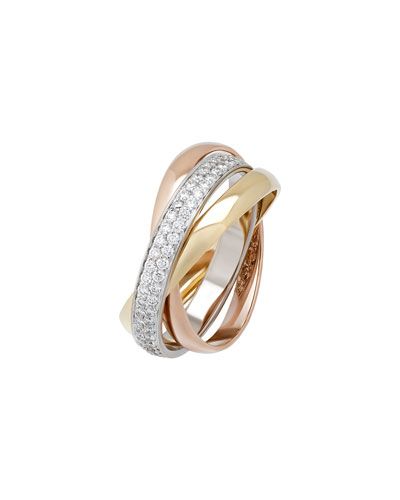 Trinity de Cartier 18k Classic Triple-Band Ring w/ Diamonds, Size 5.75 Triple Band Ring, Ring Collection, Last Call, Ring Collections, Clearance Sale, Band Ring, Cartier, Band Rings, Neiman Marcus