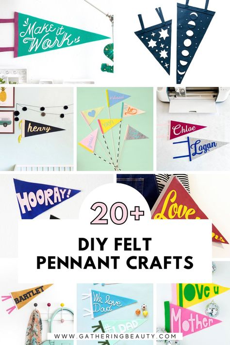 Pennant Banner Ideas, Diy Pennant Flags Cricut, Diy Felt Birthday Banner, Diy Felt Pennant Flag, Felt Pennant Diy, Diy Pennant Flags, Pennants Diy, Softball Banquet, Diy Pennant