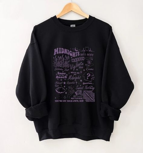 Midnights Tracklist, Taylor Swift Hoodie, Taylor Swift Sweatshirt, Swift Outfits, Taylor Swift Outfits, Nice Clothes, Black Jumper, Sweet Nothings, Halloween Sweatshirt