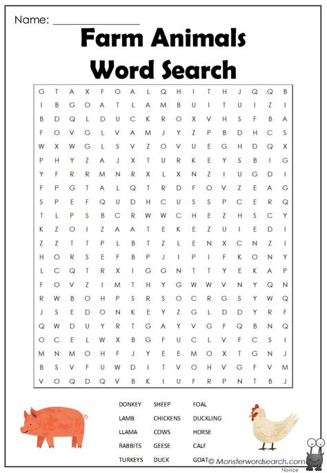 cool Farm Animals Word Search Farm Animal Word Search, Farm Word Search, Animal Word Search, Printable Farm Animals, Free Printable Word Searches, Work Search, Crossword Puzzles, Animal Coloring, Word Puzzles