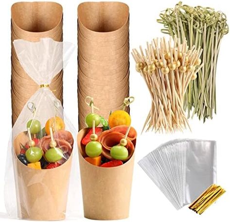 Amazon.com: 60 Sets Disposable Charcuterie Cups with Sticks and Bags, 14 oz Brown Kraft Paper Snack Boxes Appetizers Cup French Fry Holder with Cocktail Skewers Toothpicks Tooth Picks(60 Cups+60 Bags+200 Sticks) : Home & Kitchen Charcuterie Cup, Cocktail Skewers, Charcuterie Cups, Treat Stand, Clear Gift Bags, Snack Boxes, Snack Cups, Cocktail Sticks, Cocktail Picks