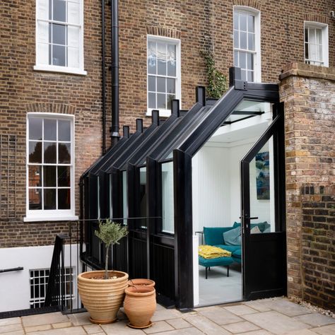 Don't Move, Improve! 2019 shortlist shows best London house extensions Rear Extension Ideas, Small House Extensions, Old Brick Wall, Glass Extension, House Extension Design, London Architecture, Rear Extension, Black Steel Frame, London House