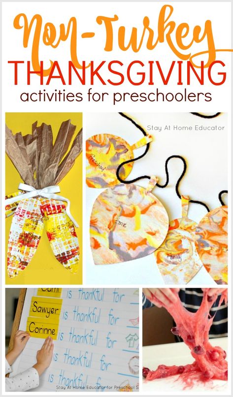 Looking for some Thanksgiving activities that are not turkey activities? Try time of these non-turkey Thanksgiving activities for preschooler! They are great homeschool preschool activities, or try them for circle time or in your preschool centers. Thanksgiving Activities For Preschoolers, Thanksgiving Crafts And Activities, Turkey Activities, Thankful Activities, Thanksgiving Activities Preschool, Turkey Activity, Thanksgiving Lessons, Thanksgiving Crafts Preschool, Thanksgiving Classroom