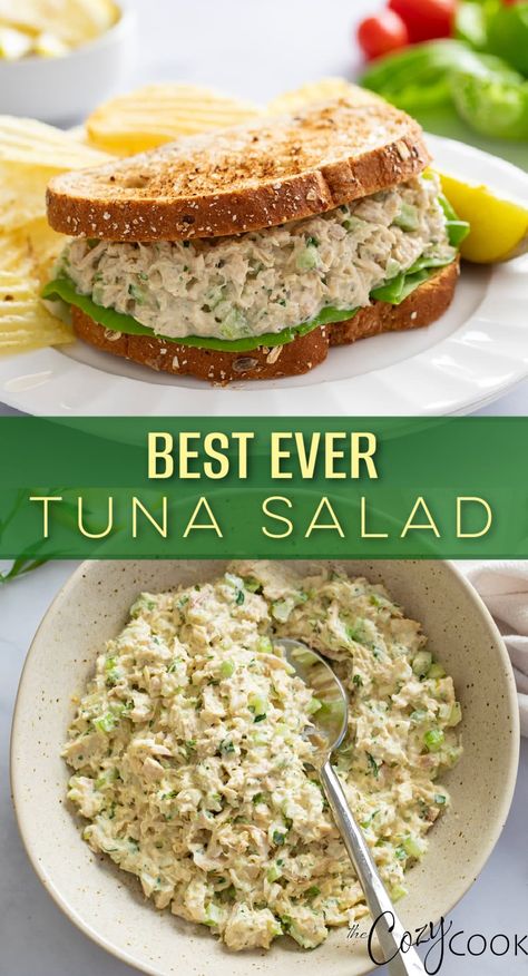 Crunchy Tuna Salad, Tuna Salad With Dill Relish, Shredded Fish Recipes, Tuna Salad For Sandwiches, Tuna Salad With Lemon Juice, Lemon Dill Tuna Salad, Best Tuna Salad Recipe Sandwiches, Tuna And Lettuce Salad, Non Mayo Tuna Salad