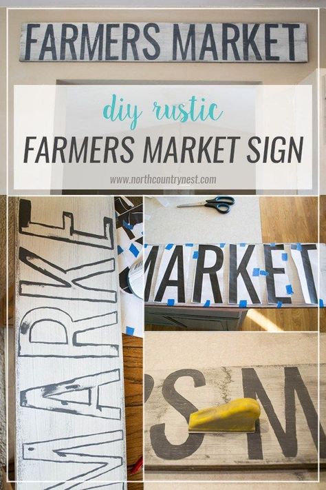 DIY Rustic Farmers Market Sign Homemade Wood Signs, Farmers Market Sign, Wooden Signs Diy, Market Sign, Sign Ideas, Farmhouse Sign, Diy Farmhouse, Country Farmhouse Decor, Rustic Signs