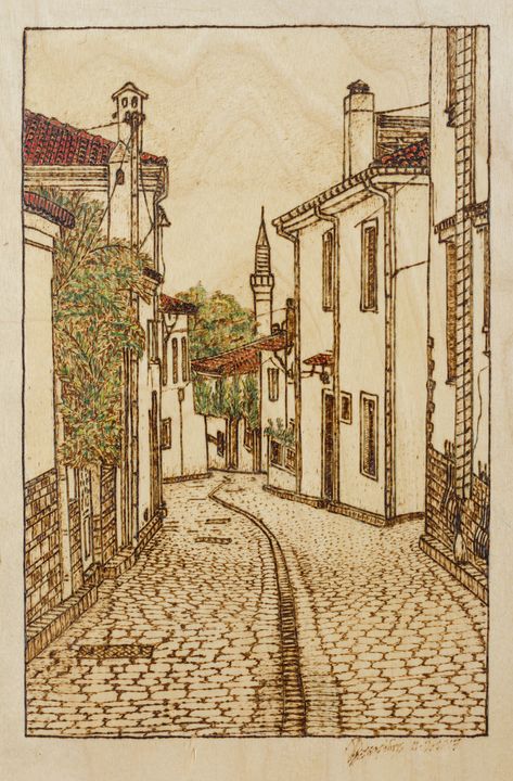 old town of Xanthi Old Town Drawing, Town Drawing, City Drawing, Art Inspiration Drawing, Body Image, Pyrography, Antalya, Old Town, Art Inspiration