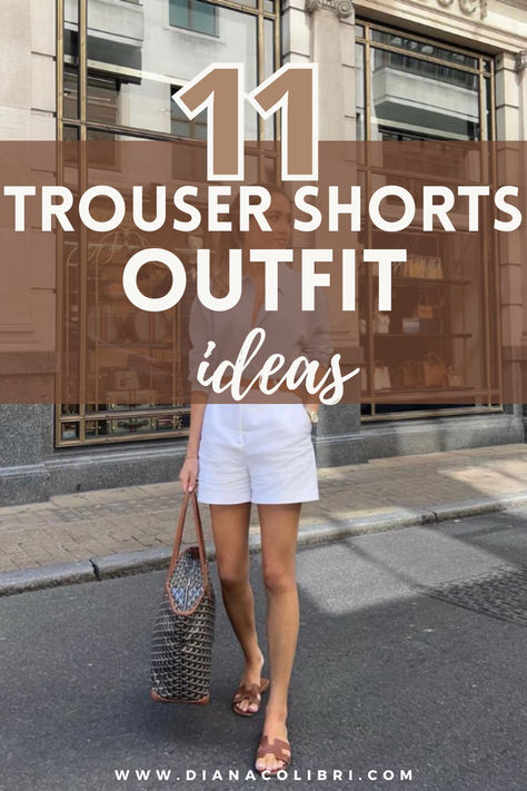 Dinner Shorts Outfit, Tailored Shorts Outfit Women Casual, Business Casual Shorts Outfit, Dress Shorts Outfit Classy, Old Money Shorts Outfit, Elegant Shorts Outfit, Black Trouser Shorts Outfit, Shorts Work Outfit, Dressy Shorts Outfits Women