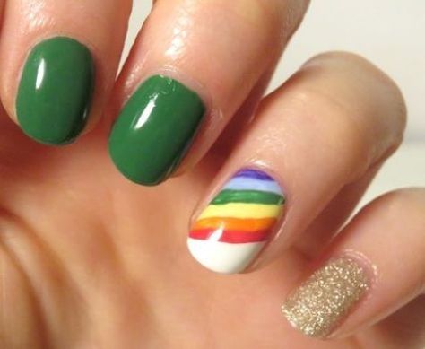 10 St. Patrick’s Day Nail Art Looks You Need In Your Life St Patricks Nail Designs, St Patrick Day Nails Acrylic, Irish Nails, Saint Patrick Nail, March Nails, Mani Ideas, St Patricks Day Nails, Green Nail, Nails For Kids