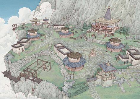 ArtStation - Himalayan Village - Environment, Alessandro Tommasini Himalayan Village, Village Environment, Sources Of Income, Rock Walls, Bee Hives, The Bee, Positive Change, Alien Logo, The Village