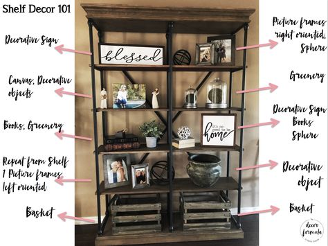 Decorate Tv Stand, Shelving Unit Decor, Entertainment Shelves, Book Shelf Styling, Farmhouse Shelves Decor, Farmhouse Entertainment Center, Open Shelving Units, Shelf Decor Living Room, Entertainment Center Shelf