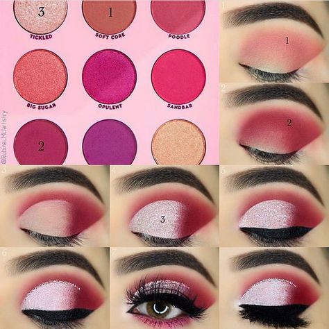 Colourpop ooo la la la palette tutorial // pink eyeshadow look Brown Eyes Eye Makeup, Eye Makeup For Brown Eyes, Eye Makeup Natural, Eye Makeup Glitter, Pink Eyeshadow Look, Drag Make-up, Colourpop Eyeshadow, Eye Makeup Steps, Makeup Step By Step