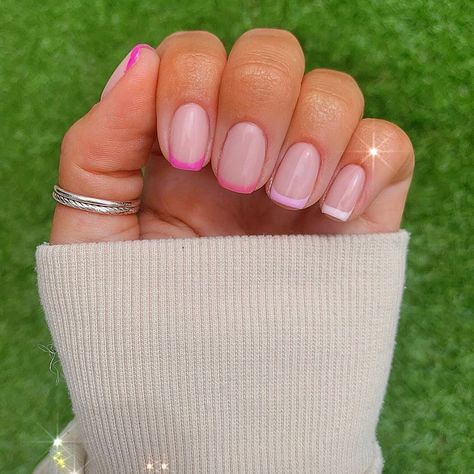 ASHLEIGH TAYNTON on Instagram: “Plain simple but fun 🌸 •Miami•Barbie•Heather•Marilyn•Audrey • • • • • • • • •  #pinknails #pink #shortnails #biab #nailofinstagram #nail…” Biab Gel Nails Designs Short, Short Squoval Acrylic Nails Simple, Barbie Nails Design Ideas Short, Barbie Nails Short, Squoval Acrylic Nails, Barbie Inspiration, Marble Acrylic Nails, Barbie Pink Nails, Biab Nails