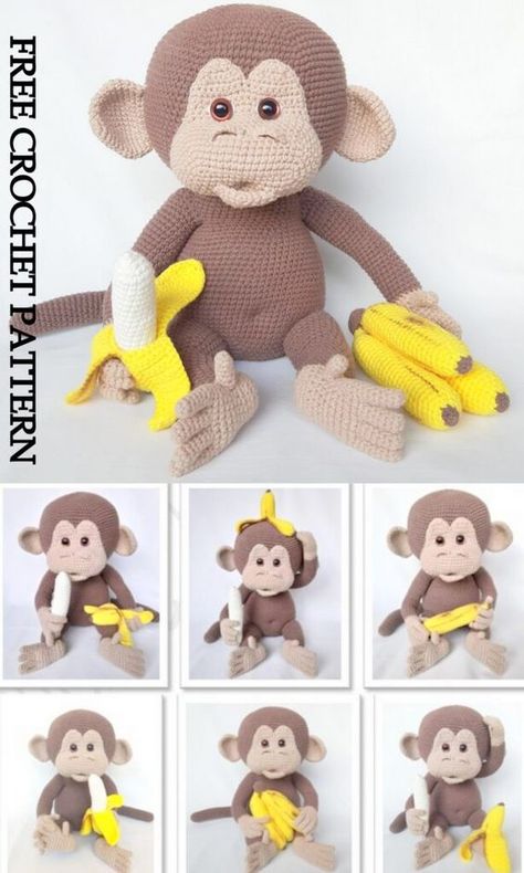 Velvet Yarn Crochet, Crochet Monkey Pattern, Amigurumi Monkey, Knitting Patterns Free Dog, Crochet Project Free, Disney Crochet Patterns, Knitted Mittens Pattern, Crochet Baby Gifts, Crochet Monkey