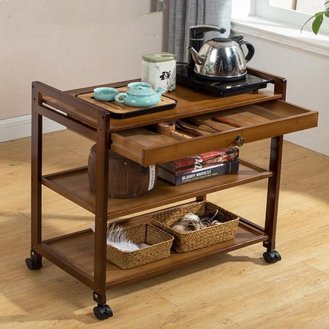 Tea Trolley Ideas, Small Kitchen Organisation, Tea Rack, Food Serving Trolley, Food Serving Trolley For Home, Tea Trolley Wooden, Creative Bedside Table, Small Tea Table, Rack Living Room