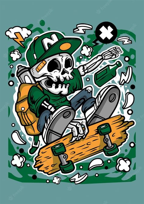 Premium Vector | Skull skater cartoon character Skater Cartoon, Skater Art, Moon Cartoon, Monkey Logo, Vintage Skateboards, Vector Icons Illustration, Skateboard Design, Graffiti Cartoons, Cartoon Posters