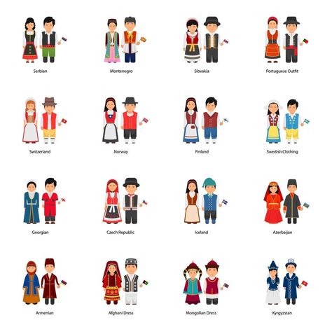 Cultural Dress, Costumes Around The World, The Men, Traditional Dresses, Vector Art, Avatar, Vector Free, Around The World, Around The Worlds