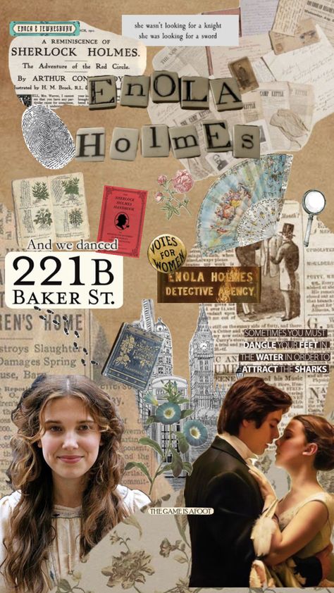 Enola Holmes #enola #holmes #sherlockholmes #enolaholmes #collage #book #1800s #movie #2020 #fyp #fighter #alone #cipher #tweksbury Enola Holmes Tweksbury, Collage Book, Collage Wallpaper, Enola Holmes, Collage, Books