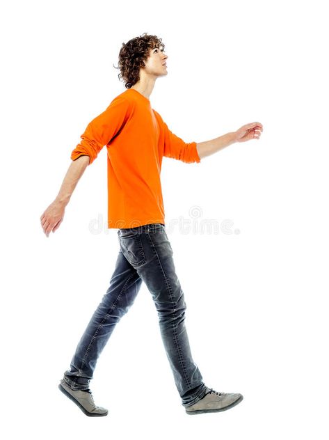 Young man walking looking up side view. One young man caucasian walking side vie #Sponsored , #advertisement, #Sponsored, #man, #side, #caucasian, #walking Walking Side View, Walking Man, White Background Photo, Side View, Feature Film, Photo Illustration, Looking Up, Stock Images Free, White Background