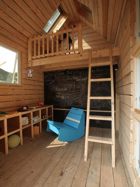 Outdoor Playhouse Interior, Playhouse With Loft, Playhouse Interior Ideas, Kids Shed, Playhouse Loft, Boys Playhouse, Playhouse Interior, Playhouse Furniture, Shed Playhouse