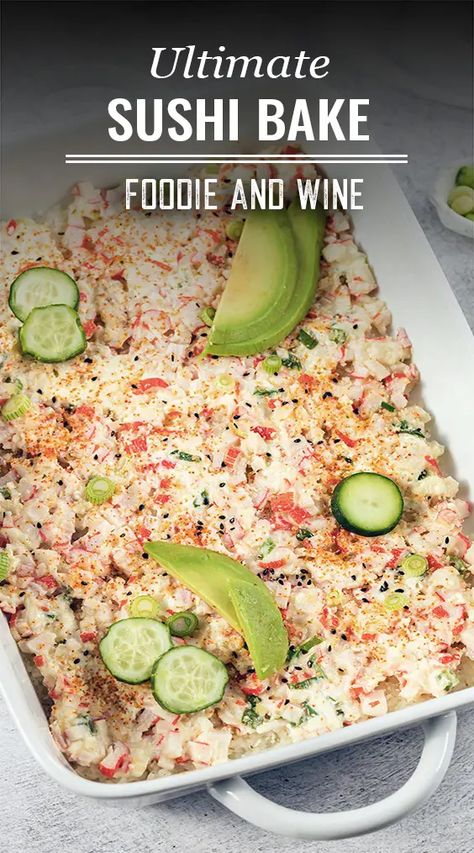 Deconstructed California Roll, Sushi Casserole Easy, Sushi Casserole, Baked Sushi Recipe, Sushi Bake Recipe, Sushi Rice Recipes, Baked Recipe, Sushi Bake, Keto Seafood