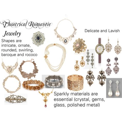 "Theatrical Romantic Jewelry" by trueautumn on Polyvore Theatrical Romantic Body Type, Romantic Body Type, Theatrical Romantic Style, David Kibbe, Kibbe Romantic, Theatrical Romantic, Winter Typ, Dramatic Classic, Romantic Jewelry