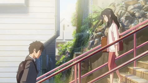 Mitsuha And Taki, Kimi No Nawa, The Garden Of Words, Garden Of Words, Gifs Anime, Your Name Anime, Makoto Shinkai, Aesthetic Gifs, Pix Art