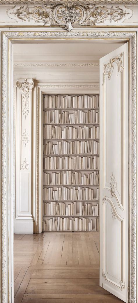 even faux reading material needs a home… French Trompe l'oeil by Christophe Koziel Istoria Artei, Library Wall, Soyut Sanat Tabloları, Paris Apartments, Home Libraries, French Interior, White On White, French Decor, Light Academia