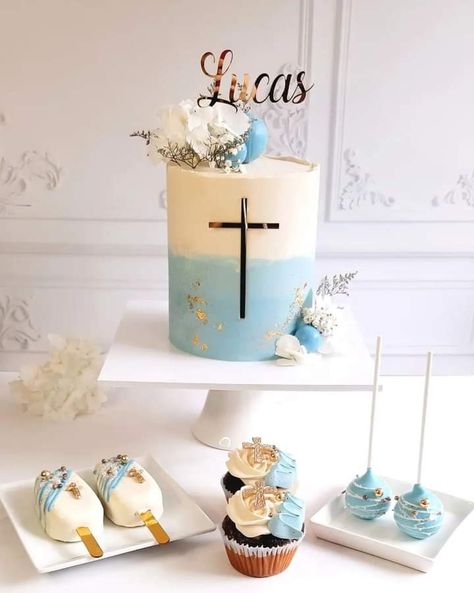 Baptismal Cake Boy Buttercream, Holy Communion Cake Boy, Boy First Communion Cake, Cake Baptism Boy, Baptism Cakes For Boys, Baptismal Cake Boy One Layer, Baptismal Cake Boy, Confirmation Cakes For Boys, First Communion Cake Boy