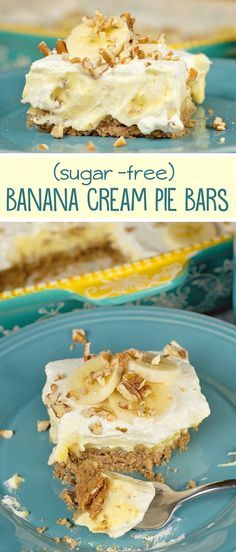 Banana Cream Pie Bars, Sugar Free Pie, Pecan Crust, Low Sugar Desserts, Sugar Free Baking, Sugar Free Recipes Desserts, Sugar Free Treats, Postre Keto, Sugar Free Sweets