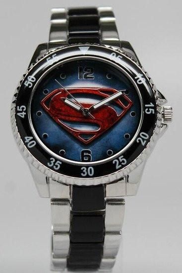 Superman Watch, Steel Dc Comics, Superman Film, Omega Planet Ocean, Superman Man Of Steel, Red Watch, Limited Edition Watches, Man Of Steel, Black Stainless Steel