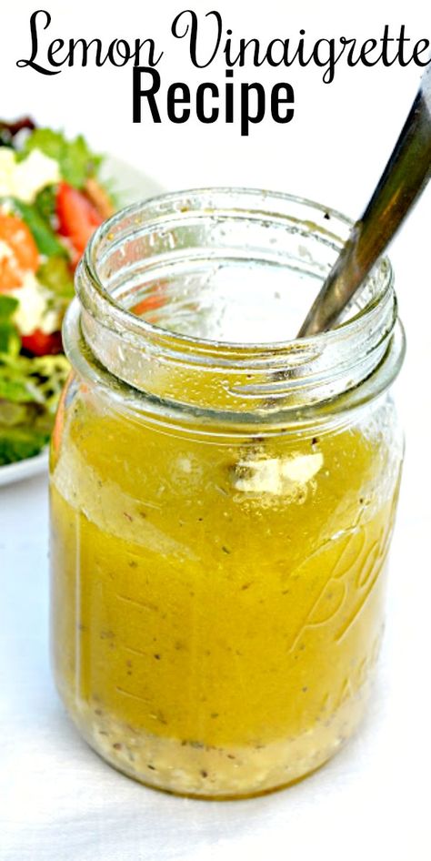 Lemon Vinaigrette Recipe, Healthy Dressing Recipes, Lemon Salad Dressings, Lemon Vinaigrette Dressing, Vinaigrette Dressing Recipe, Lemon Salad, Salad Dressing Recipes Healthy, Vinaigrette Salad, Vinaigrette Recipe