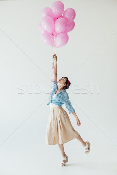 asian woman holding balloons stock photo (c) LightFieldStudios (#8560031) | Stockfresh Holding A Balloon Reference, Person Holding Balloon, Pediatric Psychology, Photos With Balloons, Girl Holding Balloons, Holding Balloons, Balloons Photography, Balloon Illustration, House Of Balloons