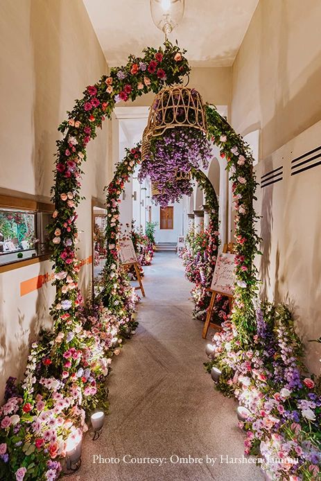 Prethee and Ram, Puducherry Entrance Arch Wedding Receptions, Dramatic Wedding Entrance, Pathway Decorations Wedding, Latest Wedding Decoration, Party Entrance Decoration Entryway, Arch Entrance Wedding, Wedding Entrance Arch Decor, Roka Decoration Ideas, Wedding Passage Decoration