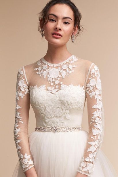 Check out these 21 Ridiculously Stunning Long Sleeved Wedding Dresses: http://www.confettidaydreams.com/stunning-long-sleeved-wedding-dresses/ Wedding Bodysuit, Bridal Bodysuit, Sheila E, Catherine Deane, Feminine Wedding, Wedding Skirt, Anthropologie Wedding, Bridal Separates, Wedding Dress Sizes