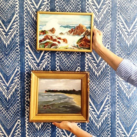 Halcyon House, Anna Spiro, Herringbone Wallpaper, Hamptons Style, Print Wallpaper, Blog Page, Seascape Paintings, Beautiful Interiors, House Inspiration