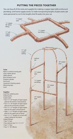 Diy Garden Trellis, Arbors Trellis, Fine Gardening, Drawing Simple, Diy Pergola, Copper Pipe, Garden Trellis, Garden Structures, Garden Crafts