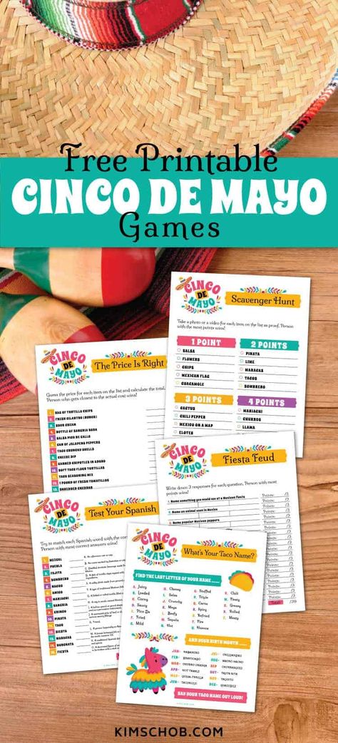 These Cinco de Mayo Games will have everyone in the family wanting to join in on the fun! From a scavenger hunt to more, they're free & fun! Cinco De Mayo Traditions, Taco Games, Fiesta Games, Price Is Right Games, High School Activities, Fiesta Theme Party, Mexican Party Theme, Fiesta Theme, 5 De Mayo