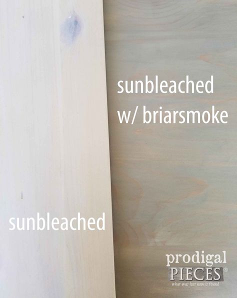 Sunbleached and Briarsmoke Stains Compared for Texture by Prodigal Pieces | prodigalpieces.com Briarsmoke Stain On Oak, Varathane White Oak Stain, Briarsmoke Stain On Pine, Varathane Sunbleached Stain, Sunbleached Wood Stain, Wood Stain Dresser, Dining Room Conversion Ideas, Stain Combinations, Briarsmoke Stain