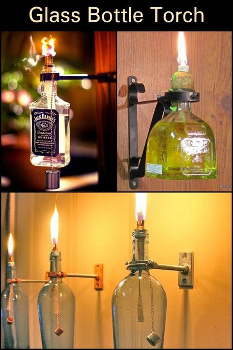 Make Good Use of Those Old Wine Bottles And Create Your Own Tiki Torches at Home Tiki Torches Diy, Torches Diy, Bottle Torch, Old Liquor Bottles, Wine Bottle Tiki, Wine Bottle Tiki Torch, Diy Lights, Old Wine Bottles, Liquor Bottle Crafts