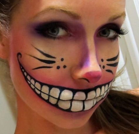 90s Duos, Cheshire Cat Makeup, Extreme Make-up, Carnaval Make-up, Cheshire Cat Costume, Halloweenský Makeup, Halloween Make-up Looks, Kostuum Halloween, Creepy Makeup