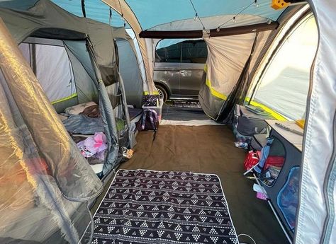 Tent Interior Camping, Cozy Camping Tent Interior, Tent With Rooms, Tent Decorating Ideas Camping, Camp Tent Aesthetic, Camping Tent Decorating Ideas, Camp Site Set Up Ideas, Tent Camping Set Up Ideas, Tented Camp Luxury