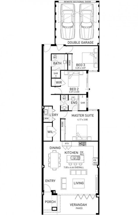 Beach House, Single Storey Home Design Floor Plan, WA Beach House Floor Plan, Beach House Floor, Narrow Houses, Beach House Flooring, House Plans Australia, Beach House Floor Plans, Narrow House Designs, Narrow House Plans, Narrow Lot House