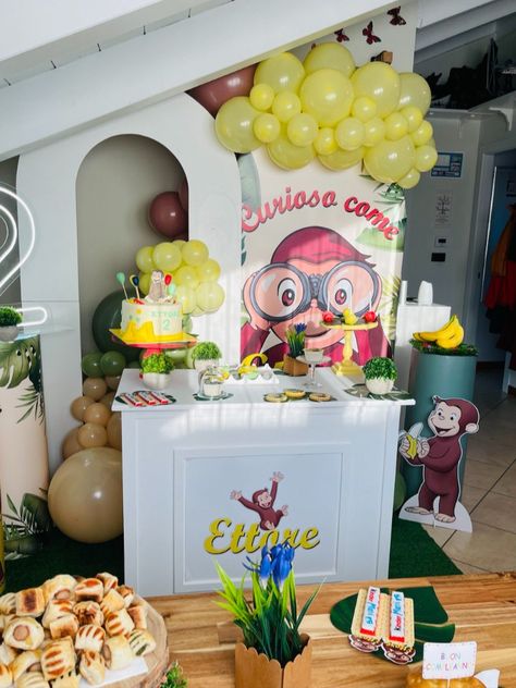 "🐵 Get ready to swing into the most exciting Curious George-themed birthday bash! 🎂🎉 Join us for a wild adventure filled with fun, games, and laughter. 🎈🥳 Make your child's special day unforgettable with our customized Curious George birthday party! 🍰🐒 #CuriousGeorgeParty #BirthdayBash #CustomThemes #KidsBirthday #likeadreamparty Curious George 2nd Birthday, Curious George Decorations, Curious George Birthday Party Ideas, George Birthday Party, Themed Birthday Party Ideas, Curious George Birthday Party, Curious George Party, Curious George Birthday, Boys First Birthday Party Ideas