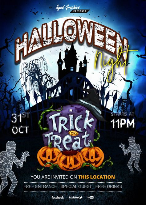 Halloween Party Trick or Treat PSD Poster Template 2022#pikbest#Templates Zombie Background, Zombie Poster, Poster Halloween, Party Hacks, Purple Halloween, New Year Designs, Halloween Poster, Poster Layout, Halloween Backgrounds