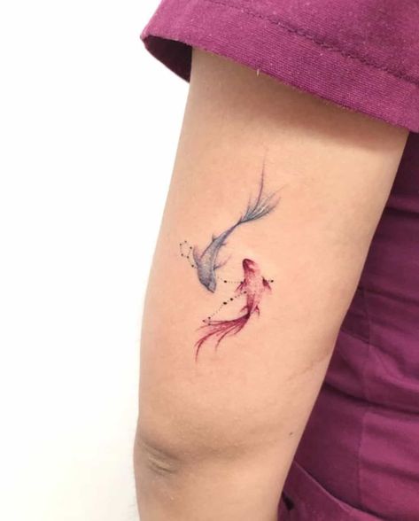 SOURCE Chinese Tattoo Ideas, Pisces Tattoos, Stylish Tattoo, Chinese Tattoo, Koi Tattoo, Asian Tattoos, Tattoo Ideas For Women, Fish Tattoo, Blossom Tattoo