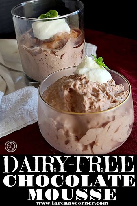 Non Dairy Chocolate Mousse, Dairy Free Mousse Recipes, Dairy Free Mousse, Dairy Free Chocolate Mousse, Whip Cream Dispenser, Lactose Free Desserts, Dairy Free Cooking, Anti Inflammation Recipes, Lactose Free Milk